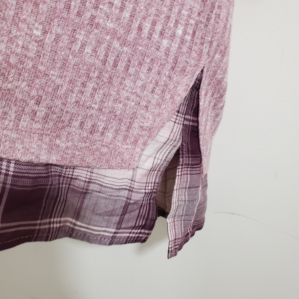 NWT Catherines Shirt Blouse Plaid Trim Ribbed Pink Mauve Size 2X 22 24 - Picture 4 of 11
